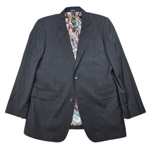 BONOBOS Limited Edition Wool Blazer Mens 42R Dark Gray Silk Paisley Lined Jacket